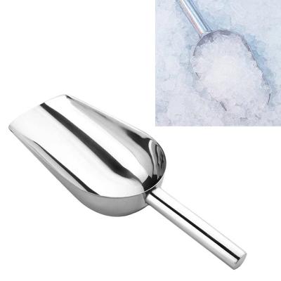 China Viable Ice Flour Food Candy Metal Bottom Bar Roud Scooper Stainless Steel Ice Serving Scoop for sale