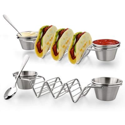 China Sustainable Premium Taco Truck Tray Style Mexican Food Stainless Steel Taco Rack Rack With Dish for sale