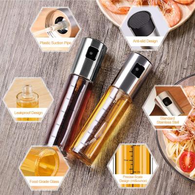 China Stocked 100ml Air Fryer Kitchen Stainless Steel Oil Dispenser Food Grade Glass Mister for sale