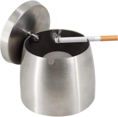 China Windproof Ash Tray Stainless Steel Smoke Ashtrays Portable Living Room Bathroom Kitchen for sale