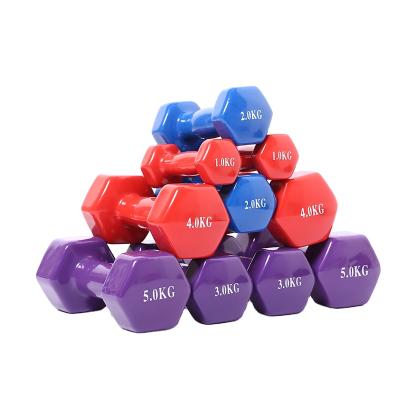 China Universal Factory Wholesale Gym Equipment Color Rubber Coated Hex Dumbbell for sale