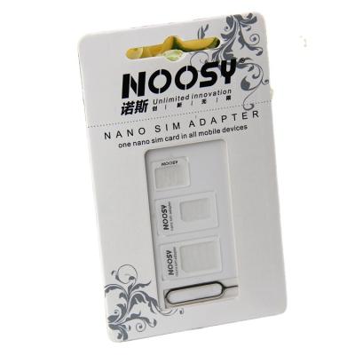 China High strength PC Material Noosy 4 in 1 sim card adapter standard sim to nano to micro sim adapter with pin for iPhone Samsung factory manufacturer for sale