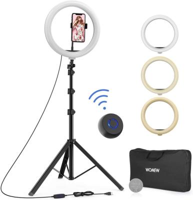 China Photograph 12 inch floor tripod with led ring light 30cm for mobile video selfie and youtube makeup remote control light led ring light for sale