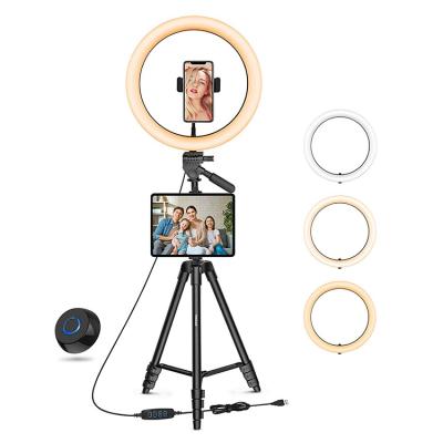 China Live Stream /Makeup/YouTube Video/Photography 12 Inch Ring Led Tripod Video Light Lighting Equipment For Vlog Camera Photo Props For Canon DSLR Ring Light Led Stand for sale