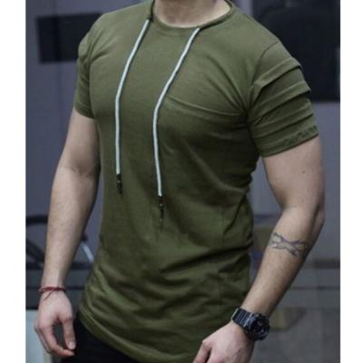 China Wholesale QUICK DRY New Cotton Sleeve T-shirt Muscle Men's Pure Color Slim Fit Custom Slim Simple Casual Stylish Gym Men's Clothing for sale