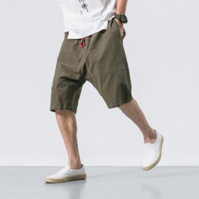 China QUICK DRY Pure Cotton Men's Cotton And Canvas Shorts Custom Men's Loose Drawstring Shorts Oversized Shorts for sale