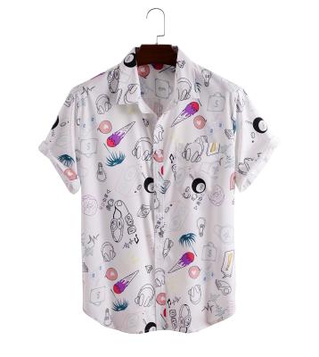 China Summer Hawaii Beach Shirt One Chest Pocket Chest Print Short Sleeve Mens Anti-pilling Hot Weather Men's Shirts Digital Shirt for sale