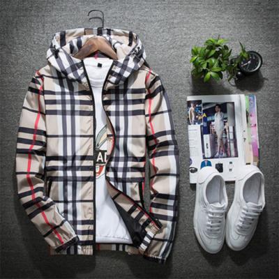 China Casual autumn hoodie zipper waterproof plus size men's jackets fashion to coat high quality print outdoor men's grid jacket coat for sale