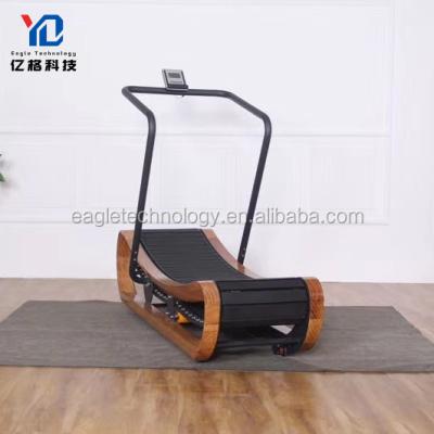 China YG-T015New Wooden Curved Treadmill Treadmill Safe Manual Gym Treadmill Commercial Gym Equipment for sale