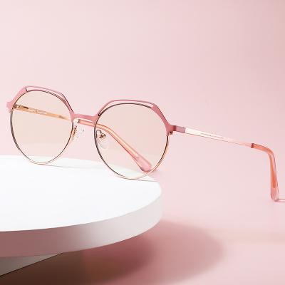 China Buy Classic Trendy Bulk Fashion Customized Logo Light Glass Glasses Women Glasses Women Combined Metal Anti Blue for sale