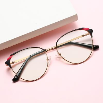 China Fashionable 50mm Classic Clear Small Metal Round Eye Glasses Anti-blue Glasses Optical Frames OEM Brand For Women for sale