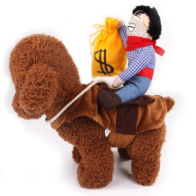 China Cospaly Cartoon Viable Cowboy Style Pet Clothes Halloween Dog Clothes And Funny Pet Riding Accessories for sale