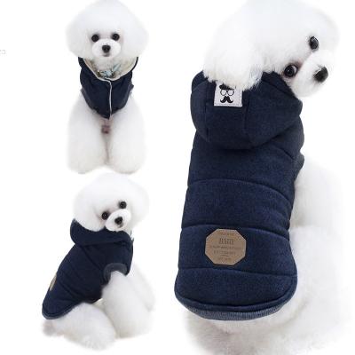 China Viable Hot Sale Pet Clothes Warm Dog Jacket Coat Cotton Thicken Hooded Pet Cotton Velvet Winter Dog Clothes for sale