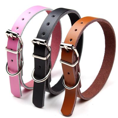 China Safety Reliable Pet Supplies High Grade Cow Leather Cat Dog Collar Leash Teddy Poodle Dog Collar for sale