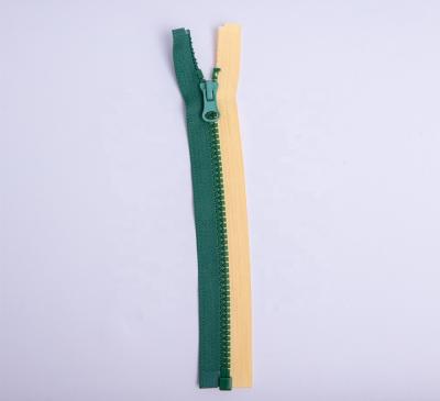 China High Quality Automatic Lock And Drop Rezin Teeth 5# Green Corn Teeth Open Colored Plastic Zipper Bag for sale