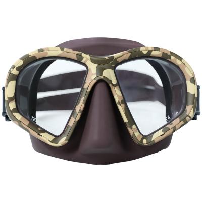 China Low volume resin lens+silicone strap/skirt+ tempered glass plastic lens frame 85cc air diving snorkling spearfishing mask for sale