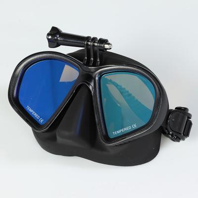 China Freediving Professional Tempered Glass Myopic Lens Low Volume Camera Mount Diving Mask for sale