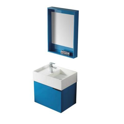 China eco-friendly & water proof & Durable Bathroom Basin Sink With Mirror Cabinet Fashion Lake Blue 24 Inch for sale