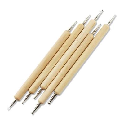 China Nail Pen Can Be Customized With Custom Logo Color Painting Flowers Painting Tool Wood Double Point Pen for sale