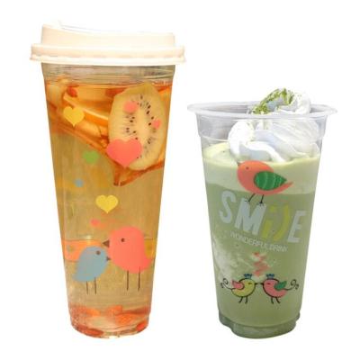 China PP Plastic Cup Disposable Plastic U-shaped Cup Fruit Packaging Cups Juice Bubble Tea Plastic Cup for sale