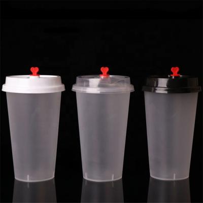 China 16oz 90mm Matte Diameter PP Disposable Plastic Injection Milk Matte Tea Cup for sale