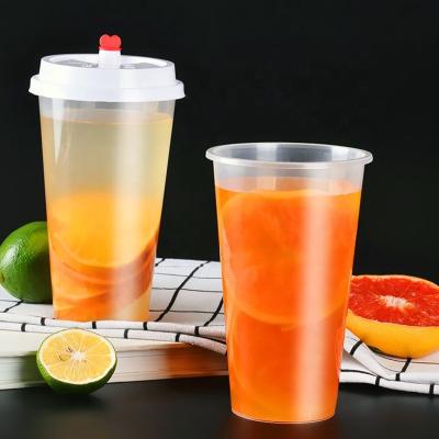 China 22oz 95mm Diameter Transparent PP Disposable Plastic Injection Milk Tea Cup for sale