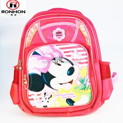 China Mickey Oxford Cartoon Characters Basic Pink School Bag Kids School Bags for sale