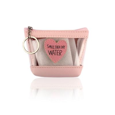 China Fashion PVC Zipper Purse Small Pocket Decoration Patch Storage Mini Size Coin Purse New Promotion Leather Personal Gift With Key Ring for sale