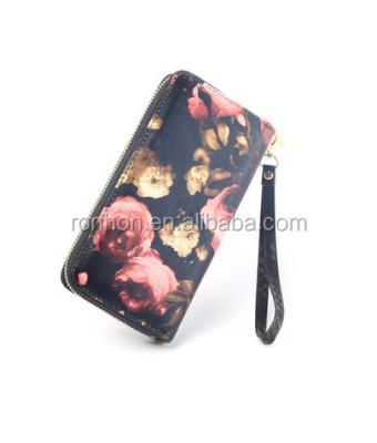 China PU Printed Leather Long Zipper Wallet , Ladies Wallet for sale