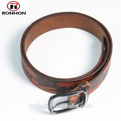 China Genuine Cowhide Leather Belt in Dark Aolly Brown with High Quality Print for sale