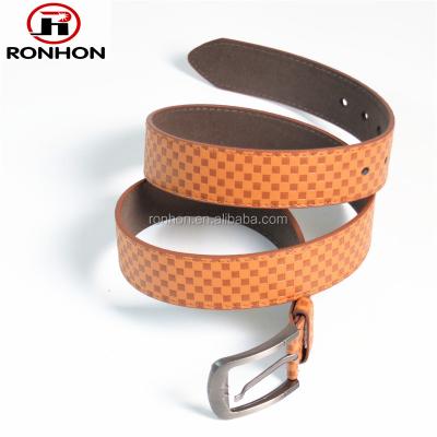 China Aolly cheap embossed high quality yellow PU leather belt for men, waist belt for men for sale