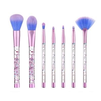 China Angular Blush Bling Bling Taklon Hair Brush Set Cosmetic Make Up Brushes Factory Sells 7pc Base Crystal Shenzhen Synthetic Hair Plastic for sale