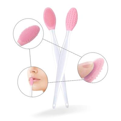 China Soft Double Sided Silicone Face Skin Care Cleanser Exfoliate Facial Lip Scrubber Sweep Face Scrub Massager Facial Cleansing Tool for sale