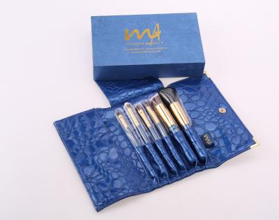 China Angular Blush High Quality Professional Natural Blue Sleek Makeup Brush Kit 6PC for sale