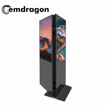 China Indoor Digital Signage Display Stand Ultra Thin 32 Inch LCD TV Kiosk Double Sided Dual Screen Advertising Player for sale