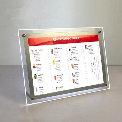 China Alone Crystal Led Lightbox Advertising Display Cafe Burger Shop Indoor Thin Clear Order Menu Acrylic Light Boxes for sale