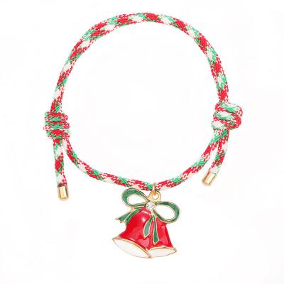 China Fast Delivery DIY Adjustable Adjustable Red Green Charm Christmas Santa Claus Bell Christmas Tree Friendship Colorful Christmas Bracelet for sale