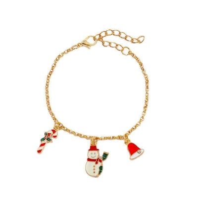 China Fashion Hot Sale Girls High Quality Girls Snowman Bell Chain Bracelet Fast Delivery Gold Christmas Thin Bracelet for sale