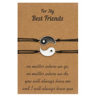 China Meaningful Yin Yang Bracelet Sets Adjustable Ethnic Hot Creative Style Tai Chi Best Friend Card Meaningful Bracelets for sale