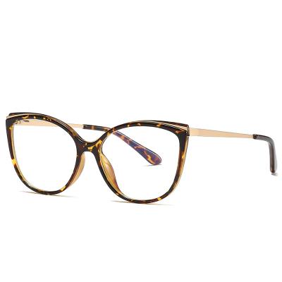 China Trendy Fashion Optical Frame TR90 With Metal Temples Frame Anti-Blue Ray Eyewear Ready Goods Glasses Frames Optical For Women for sale