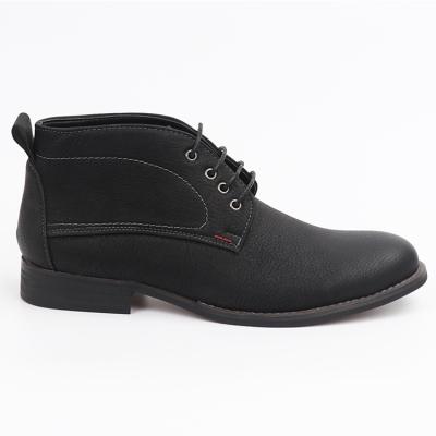 China Men's Round Casual Boots Fashion PU Upper Boots For Men's Ankle Shoes Black Color Men's Boots for sale