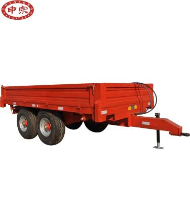 China Dump 4 wheel tandm tractor hydraulic transport dump tipping farm trailer for sale