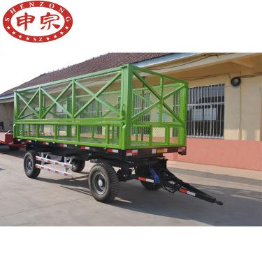 China Dump 5 Ton 4 Wheel Silage Transport Farm Tractor Hydraulic Dump Tilting Farm Trailer for sale