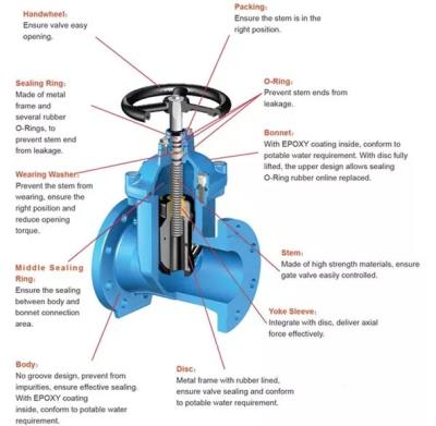 China jis bs din f4  f5 Pn16 Ductile Iron Dn600 Sluice Valve Resilient Seat Gate Valves for sale