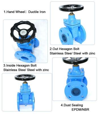 China Din Pn10 Pn16 Ductile Cast Iron Ggg50 Hand Wheel Resilient Seated Flanged Water Seal Gate Valve for sale