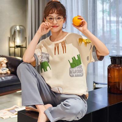 China QUICK DRY Korean Cotton Home Wear Thin Summer Spring Lady Pajamas Pajamas Set Plus Size Ladies for sale