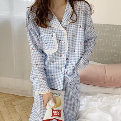 China QUICK DRY Europe And USA Ladies Long Sleeve Pajamas Soft Home Service Wholesale Lovely Plus Size Pajamas for sale