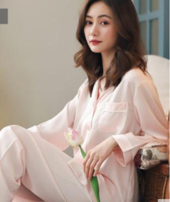 China Europe and America QUICK-DRY ice silk nightgown suit pajamas long sleeve home lady wholesale silk robe for sale