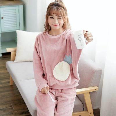 China QUICK DRY Europe and the United States Fashion Simple Women's Winter Pajamas Set Cotton Pajamas for sale