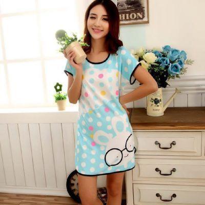 China Wholesale QUICK DRY thin female sleeve wholesale thin female sleeve cartoon home dress young girl short skirt cotton pajamas shorts for sale